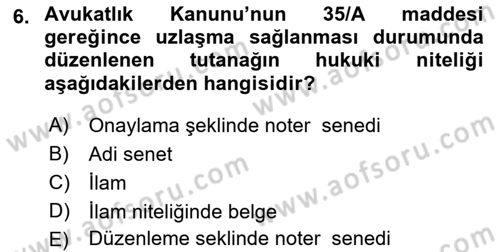 Hukuk Dili Ve Adli Yazışmalar Dersi 2018 - 2019 Yılı (Final) Dönem Sonu Sınav Soruları 6. Soru