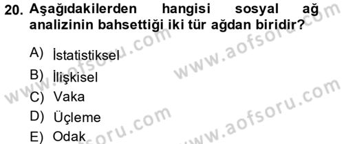 Uluslararası İlişkilerde Araştırma Yöntemleri Dersi 2013 - 2014 Yılı Tek Ders Sınav Soruları 20. Soru