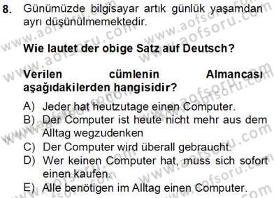 Turizm İçin Almanca 2 Dersi 2013 - 2014 Yılı Tek Ders Sınav Soruları 8. Soru