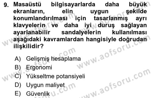 Büro Teknolojileri Dersi 2024 - 2025 Yılı (Vize) Ara Sınav Soruları 9. Soru