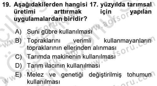 Yemek Sosyolojisi Dersi 2024 - 2025 Yılı (Final) Dönem Sonu Sınav Soruları 19. Soru