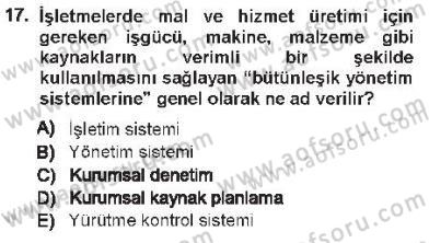 Büro Teknolojileri Dersi 2012 - 2013 Yılı Tek Ders Sınav Soruları 17. Soru