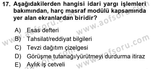 Ulusal Yargı Ağı Projesi 2 Dersi 2017 - 2018 Yılı 3 Ders Sınav Soruları 17. Soru