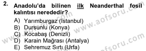 Anadolu Arkeolojisi Dersi 2012 - 2013 Yılı (Vize) Ara Sınav Soruları 2. Soru