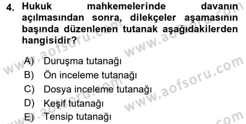 Hukuk Dili Ve Adli Yazışmalar Dersi 2016 - 2017 Yılı 3 Ders Sınav Soruları 4. Soru