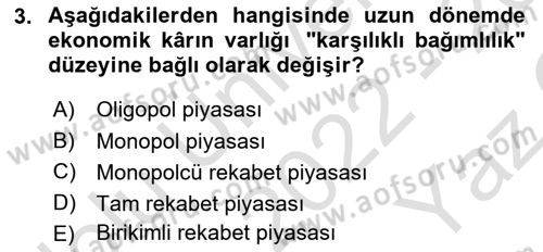 Afet Ekonomisi Ve Sigortacılığı Dersi 2022 - 2023 Yılı Yaz Okulu Sınav Soruları 3. Soru