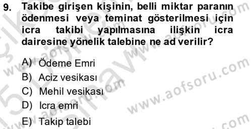 Hukuk Dili Ve Adli Yazışmalar Dersi 2014 - 2015 Yılı Tek Ders Sınav Soruları 9. Soru