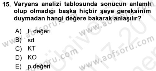 Sosyal Bilimlerde Araştırma Yöntemleri Dersi 2017 - 2018 Yılı (Final) Dönem Sonu Sınav Soruları 15. Soru