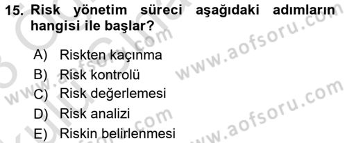 Afet Ekonomisi Ve Sigortacılığı Dersi 2022 - 2023 Yılı Yaz Okulu Sınav Soruları 15. Soru
