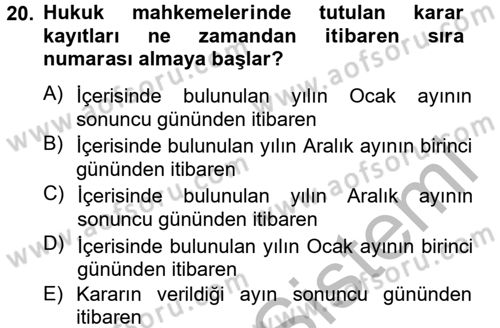 Kalem Mevzuatı Dersi 2014 - 2015 Yılı (Vize) Ara Sınav Soruları 20. Soru