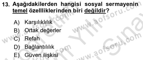 Afet Psikolojisi ve Sosyolojisi Dersi 2024 - 2025 Yılı (Final) Dönem Sonu Sınav Soruları 13. Soru