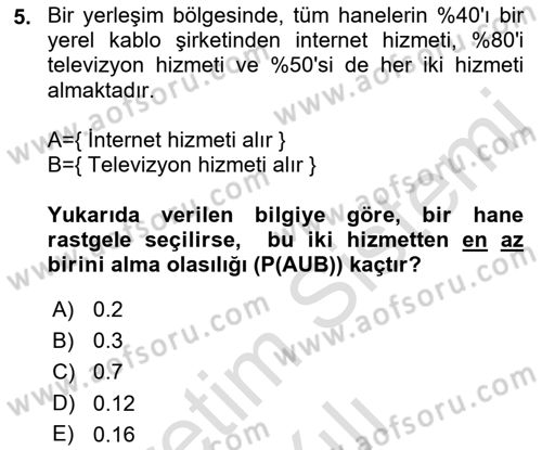 Veri Analizi Ve Değerlendirme Dersi 2022 - 2023 Yılı Yaz Okulu Sınav Soruları 5. Soru
