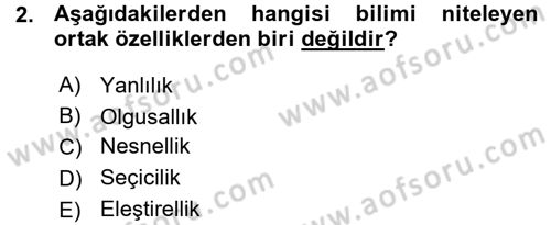 Sosyal Bilimlerde Araştırma Yöntemleri Dersi 2015 - 2016 Yılı (Vize) Ara Sınav Soruları 2. Soru
