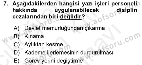 Kalem Mevzuatı Dersi 2017 - 2018 Yılı (Vize) Ara Sınav Soruları 7. Soru