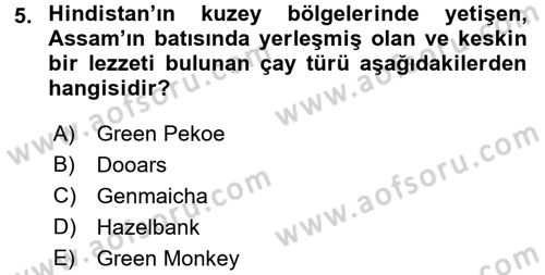 İçecek Bilgisi Dersi 2017 - 2018 Yılı (Vize) Ara Sınav Soruları 5. Soru