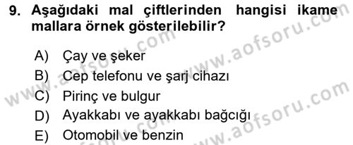 Afet Ekonomisi Ve Sigortacılığı Dersi 2023 - 2024 Yılı (Vize) Ara Sınav Soruları 9. Soru