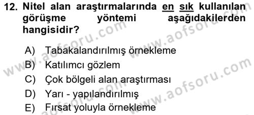 Uluslararası İlişkilerde Araştırma Yöntemleri Dersi 2016 - 2017 Yılı 3 Ders Sınav Soruları 12. Soru