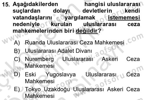 İnsan Hakları Ve Kamu Özgürlükleri Dersi 2023 - 2024 Yılı (Vize) Ara Sınav Soruları 15. Soru