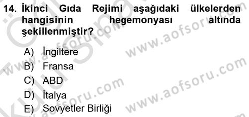 Gastronomi Ve Sürdürülebilirlik Dersi 2021 - 2022 Yılı Yaz Okulu Sınav Soruları 14. Soru