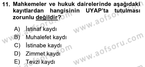 Ulusal Yargı Ağı Projesi 1 Dersi 2019 - 2020 Yılı (Final) Dönem Sonu Sınav Soruları 11. Soru