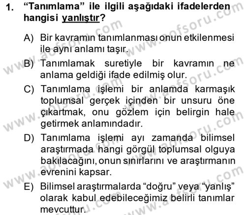 Uluslararası İlişkilerde Araştırma Yöntemleri Dersi 2013 - 2014 Yılı (Vize) Ara Sınav Soruları 1. Soru