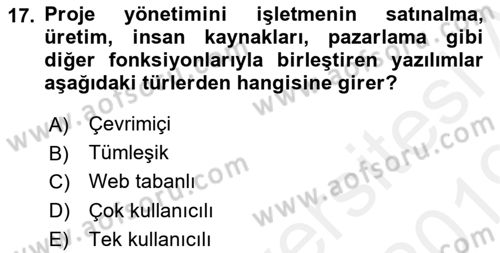 Büro Teknolojileri Dersi 2018 - 2019 Yılı (Vize) Ara Sınav Soruları 17. Soru