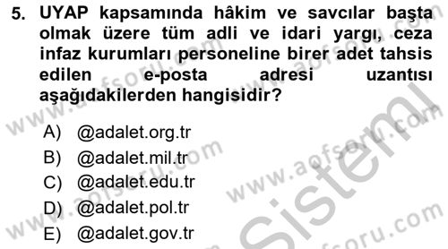 Ulusal Yargı Ağı Projesi 1 Dersi 2018 - 2019 Yılı Yaz Okulu Sınav Soruları 5. Soru