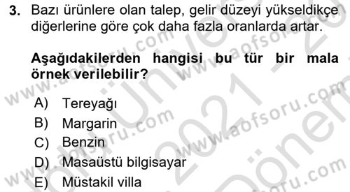Afet Ekonomisi Ve Sigortacılığı Dersi 2021 - 2022 Yılı (Final) Dönem Sonu Sınav Soruları 3. Soru