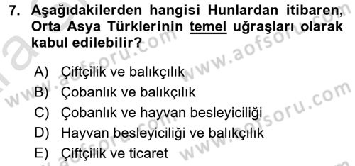 Türk Mutfak Kültürü Dersi 2024 - 2025 Yılı (Vize) Ara Sınav Soruları 7. Soru