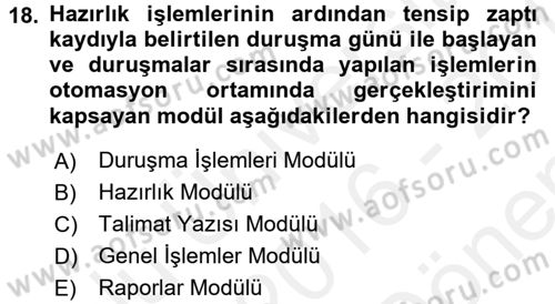 Ulusal Yargı Ağı Projesi 1 Dersi 2016 - 2017 Yılı (Final) Dönem Sonu Sınav Soruları 18. Soru