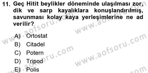 Anadolu Arkeolojisi Dersi 2015 - 2016 Yılı Tek Ders Sınav Soruları 11. Soru