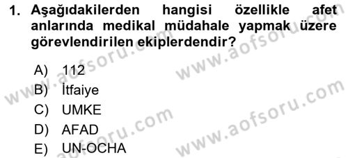 Arama Kurtarma Bilgisi ve Etik Değerler Dersi 2023 - 2024 Yılı (Vize) Ara Sınav Soruları 1. Soru