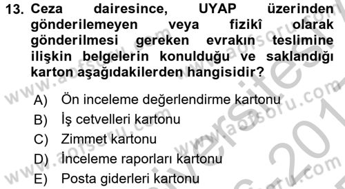 Kalem Mevzuatı Dersi 2016 - 2017 Yılı 3 Ders Sınav Soruları 13. Soru