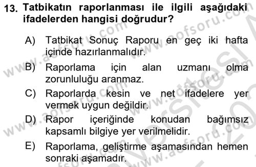 Afet Senaryosu ve Tatbikatlar Dersi 2023 - 2024 Yılı (Final) Dönem Sonu Sınav Soruları 13. Soru