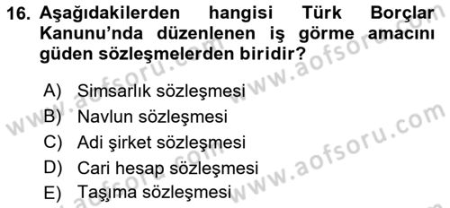 Hukuk Dili Ve Adli Yazışmalar Dersi 2018 - 2019 Yılı Yaz Okulu Sınav Soruları 16. Soru