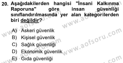 Afet Risk Azaltma Politikaları Dersi 2023 - 2024 Yılı (Vize) Ara Sınav Soruları 20. Soru