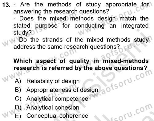 Research Methods Dersi 2023 - 2024 Yılı (Final) Dönem Sonu Sınav Soruları 13. Soru