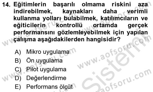 Acil Durum ve Afet Farkındalık Eğitimi Dersi 2020 - 2021 Yılı Yaz Okulu Sınav Soruları 14. Soru
