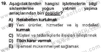 Büro Teknolojileri Dersi 2012 - 2013 Yılı Tek Ders Sınav Soruları 19. Soru