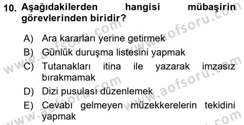 Kalem Mevzuatı Dersi 2018 - 2019 Yılı (Vize) Ara Sınav Soruları 10. Soru