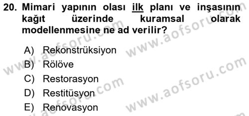 Arkeolojik Alan Yönetimi Dersi 2023 - 2024 Yılı Yaz Okulu Sınav Soruları 20. Soru
