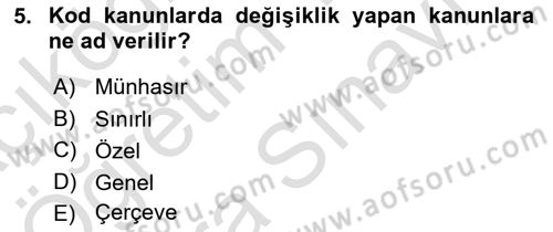 Hukuk Dili Ve Adli Yazışmalar Dersi 2023 - 2024 Yılı (Vize) Ara Sınav Soruları 5. Soru