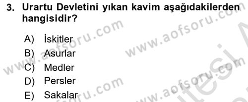 Anadolu Arkeolojisi Dersi 2024 - 2025 Yılı (Vize) Ara Sınav Soruları 3. Soru