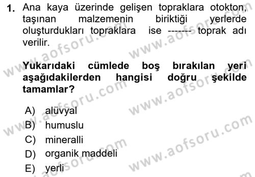 Gıda Coğrafyası Dersi 2021 - 2022 Yılı (Vize) Ara Sınav Soruları 1. Soru