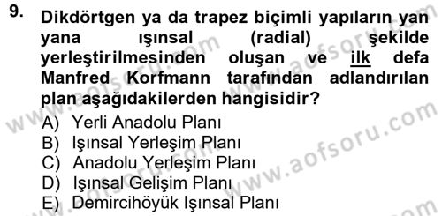 Anadolu Arkeolojisi Dersi 2012 - 2013 Yılı (Vize) Ara Sınav Soruları 9. Soru