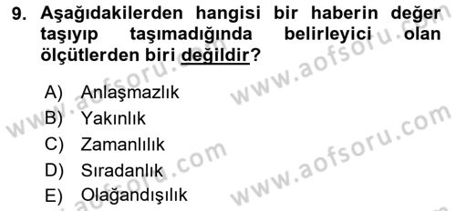 Acil Durum ve Afet Farkındalık Eğitimi Dersi 2018 - 2019 Yılı Yaz Okulu Sınav Soruları 9. Soru