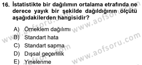 Uluslararası İlişkilerde Araştırma Yöntemleri Dersi 2016 - 2017 Yılı (Vize) Ara Sınav Soruları 16. Soru