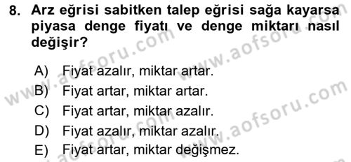 Afet Ekonomisi Ve Sigortacılığı Dersi 2018 - 2019 Yılı (Vize) Ara Sınav Soruları 8. Soru