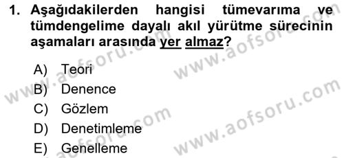 Sosyal Bilimlerde Araştırma Yöntemleri Dersi 2024 - 2025 Yılı (Vize) Ara Sınav Soruları 1. Soru