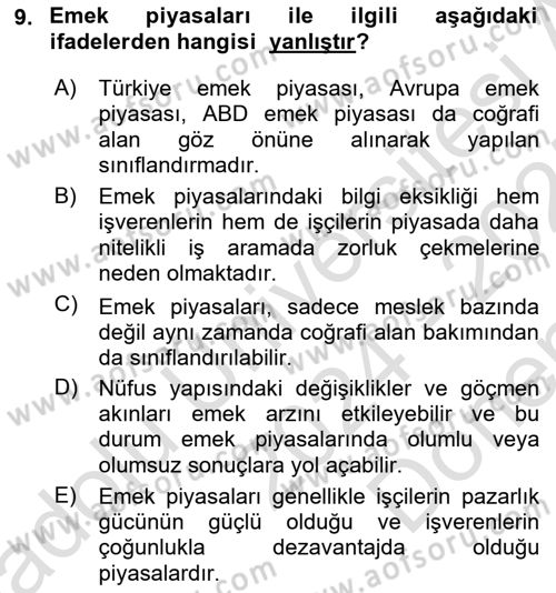 Göç Ve Göçmen Sorunları Dersi 2024 - 2025 Yılı (Final) Dönem Sonu Sınav Soruları 9. Soru